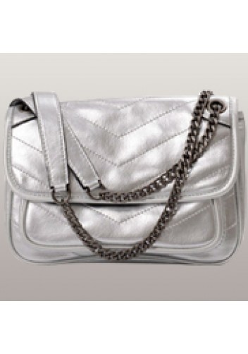 Yvonne Leather Shoulder Bag Silver