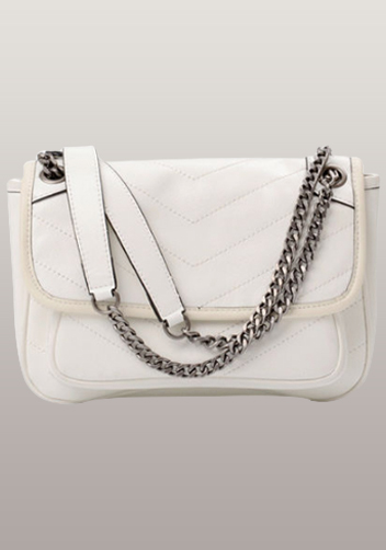 Yvonne Leather Shoulder Bag White