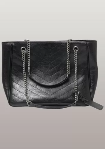 Yvonne Leather Tote Black