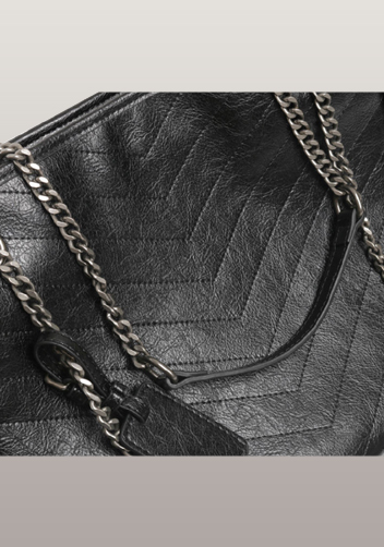 Yvonne Leather Tote Black