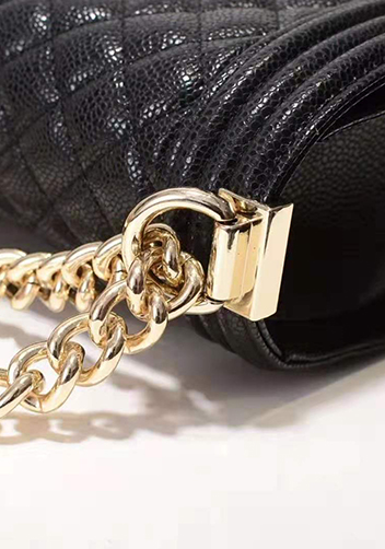 Ingrid Diamond Shape Caviar Leather Flap Bag Black