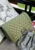 Ingrid Diamond Shape Caviar Leather Flap Bag Green
