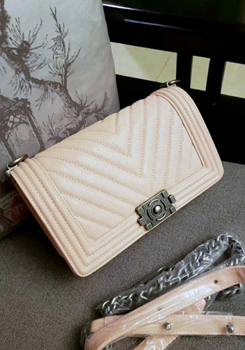 Ingrid V Shape Caviar Leather Flap Pink