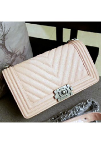 Ingrid V Shape Caviar Leather Flap Pink