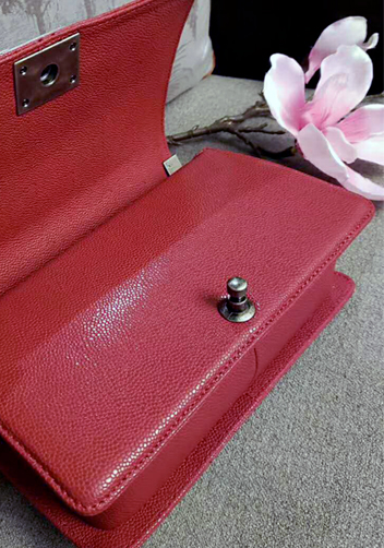 Ingrid V Shape Caviar Leather Flap Dark Red