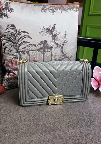 Ingrid V Shape Lamb Leather Flap Grey