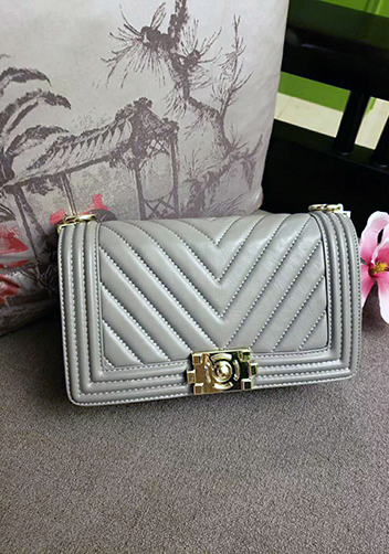 Ingrid V Shape Lamb Leather Flap Grey