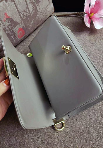 Ingrid V Shape Lamb Leather Flap Grey