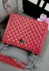 Beanie Studded Leather Shoulder Bag Red
