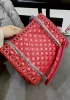 Beanie Studded Leather Shoulder Bag Red