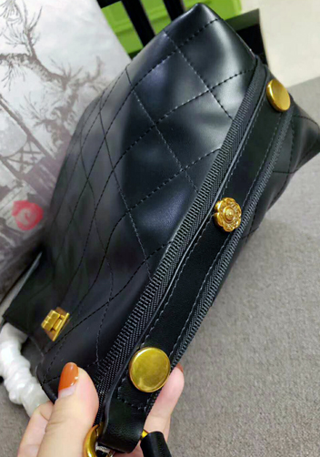 Megan Lamb Leather Shoulder Bag Black