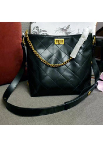 Megan Lamb Leather Shoulder Bag Black
