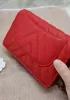 Adeline Grain Leather Grand V shape Shoulder Bag Red