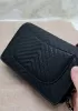 Adeline Grain Leather Mini V shape Shoulder Bag Black