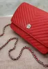 Adeline Grain Leather Mini V shape Shoulder Bag Red