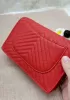 Adeline Grain Leather Mini V shape Shoulder Bag Red
