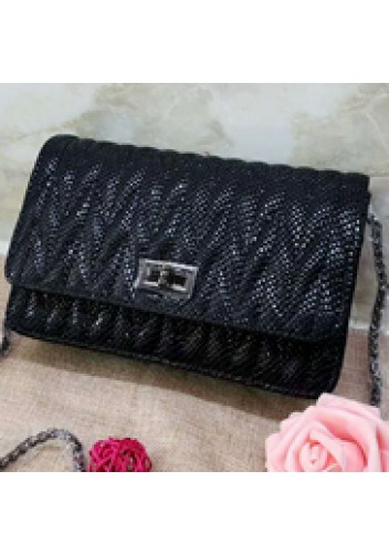 Adeline Matelasse Leather Shoulder Bag Black