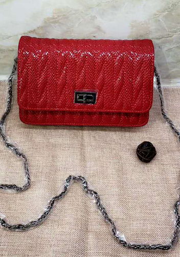Adeline Matelasse Leather Shoulder Bag Red