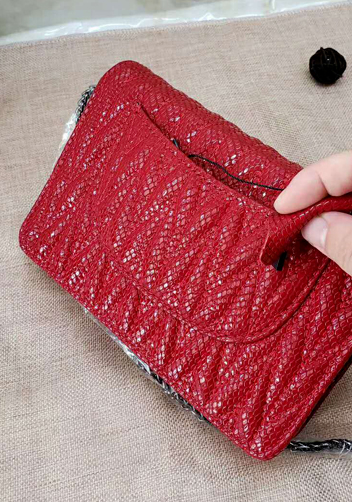 Adeline Matelasse Leather Shoulder Bag Red