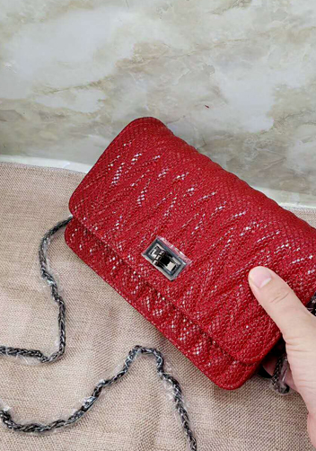 Adeline Matelasse Leather Shoulder Bag Red