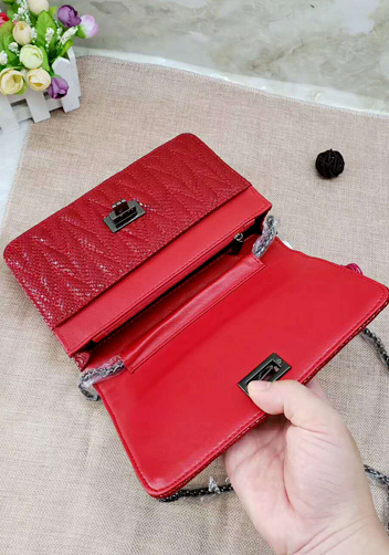 Adeline Matelasse Leather Shoulder Bag Red