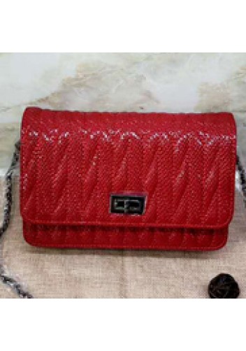 Adeline Matelasse Leather Shoulder Bag Red