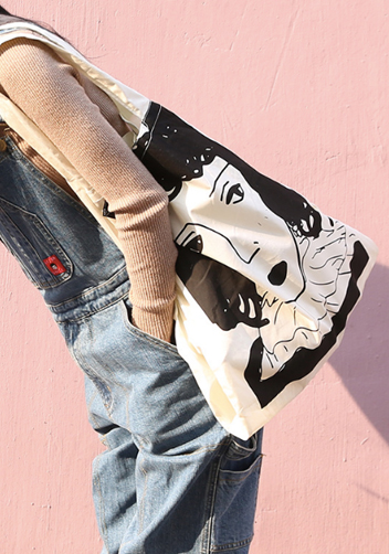 Girl Canvas Tote Shopping Bag Grocery Bag