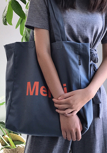 Merci Canvas Tote Shopping Bag Blue
