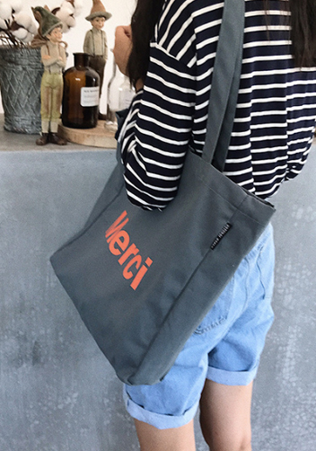 Merci Canvas Tote Shopping Bag Blue