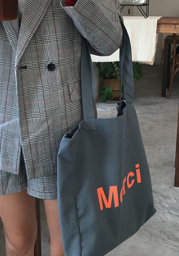 Merci Canvas Tote Shopping Bag Blue