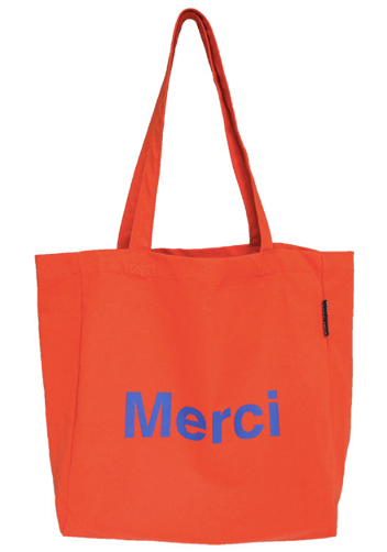 Merci Canvas Tote Shopping Bag Orange