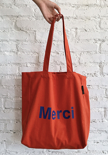 Merci Canvas Tote Shopping Bag Orange