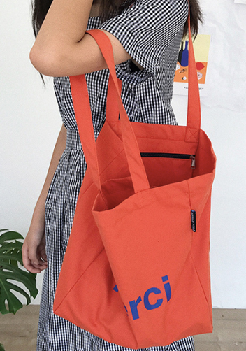 Merci Canvas Tote Shopping Bag Orange