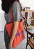 Merci Canvas Tote Shopping Bag Orange