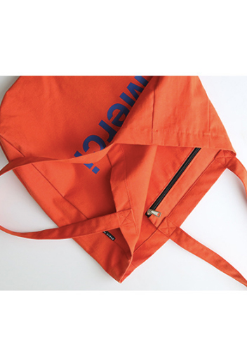 Merci Canvas Tote Shopping Bag Orange