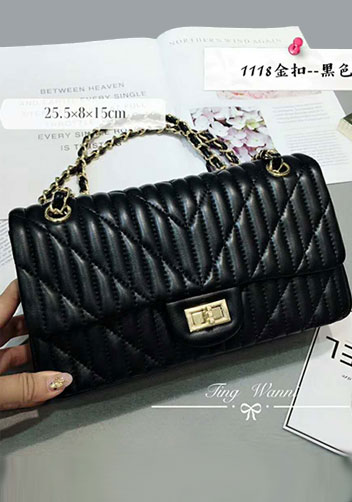 Adele Quilted Lambskin Leather Flap Bag Black