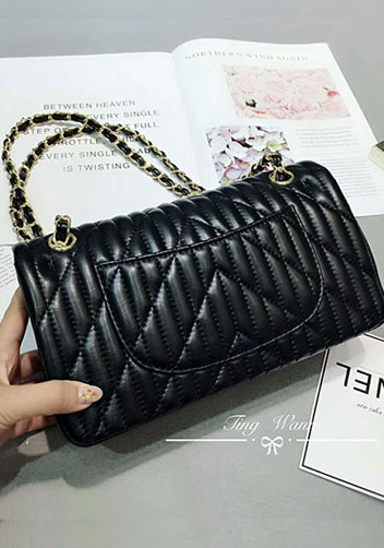 Adele Quilted Lambskin Leather Flap Bag Black
