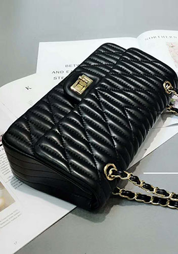 Adele Quilted Lambskin Leather Flap Bag Black