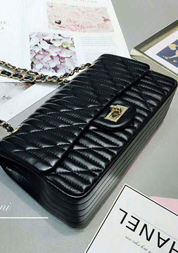Adele Quilted Lambskin Leather Flap Bag Black