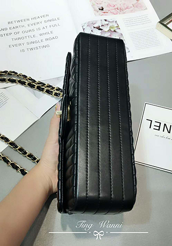 Adele Quilted Lambskin Leather Flap Bag Black