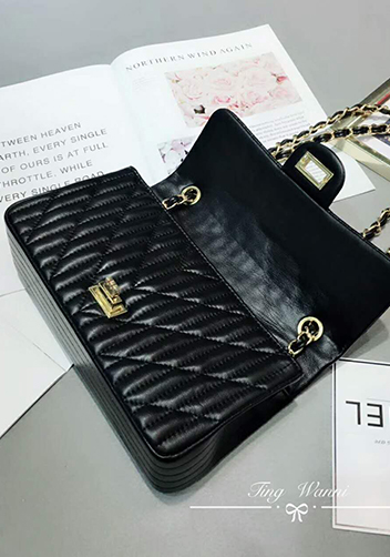 Adele Quilted Lambskin Leather Flap Bag Black