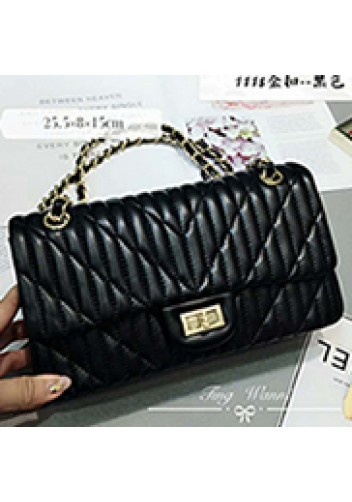 Adele Quilted Lambskin Leather Flap Bag Black