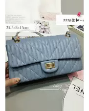 Adele Quilted Lambskin Leather Flap Bag Blue