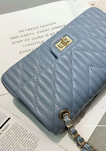 Adele Quilted Lambskin Leather Flap Bag Blue