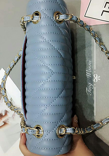 Adele Quilted Lambskin Leather Flap Bag Blue