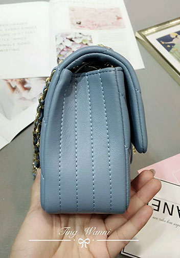 Adele Quilted Lambskin Leather Flap Bag Blue