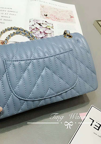 Adele Quilted Lambskin Leather Flap Bag Blue