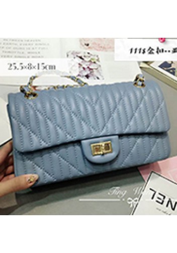 Adele Quilted Lambskin Leather Flap Bag Blue