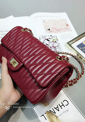 Adele Quilted Lambskin Leather Flap Bag Burgundy
