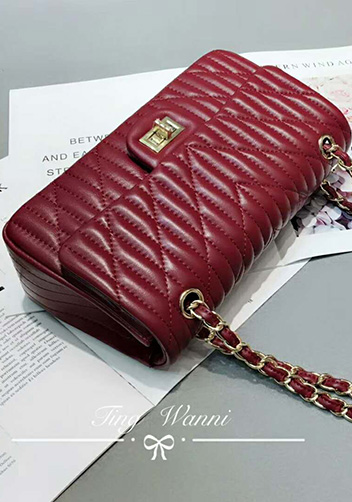 Adele Quilted Lambskin Leather Flap Bag Burgundy